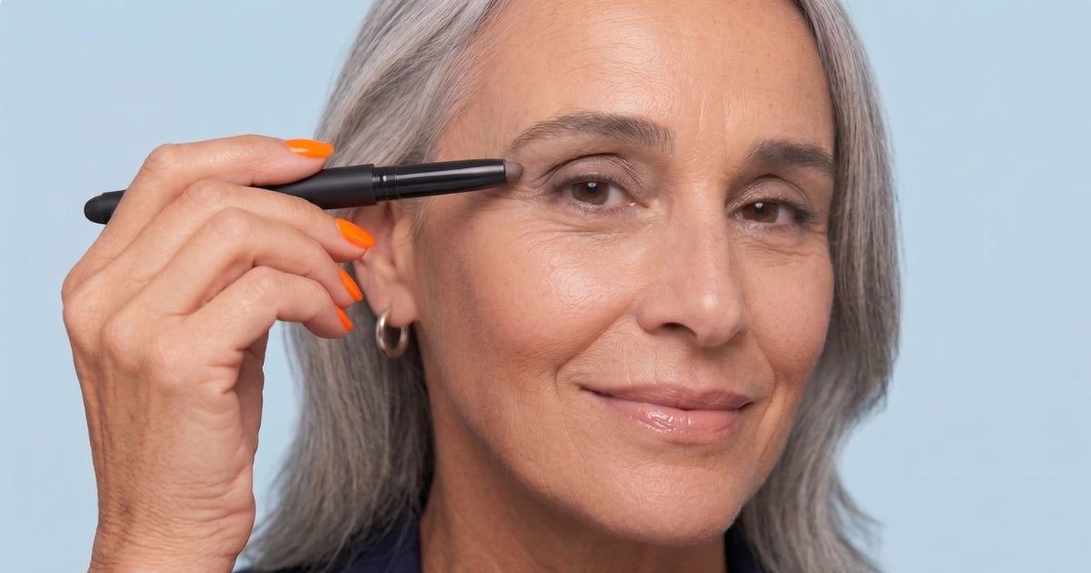 Woman in her 50s applying skin tint